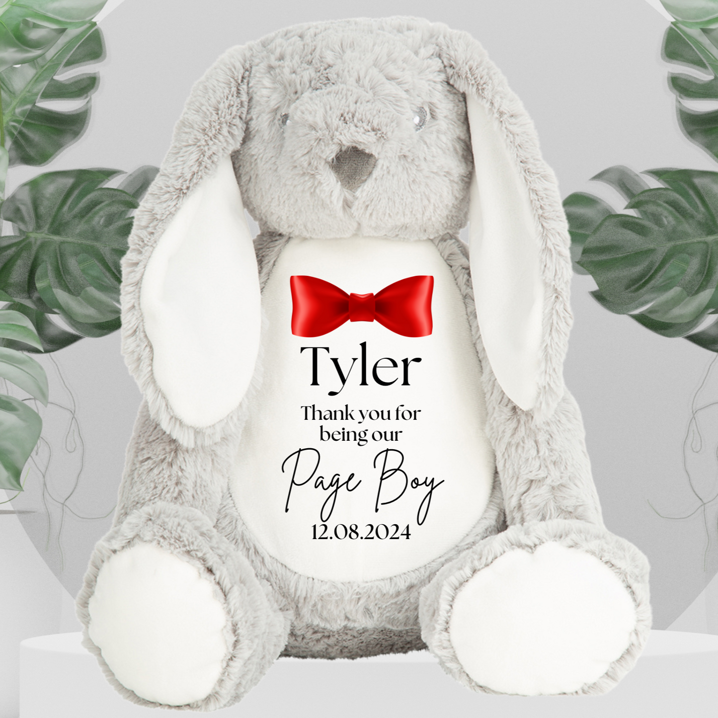 Page Boy Grey Rabbit With Red Bow Tie