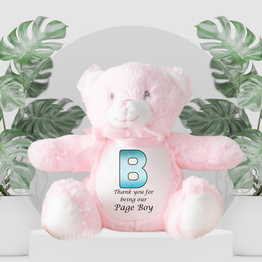 Page Boy Pink Bear With Initial