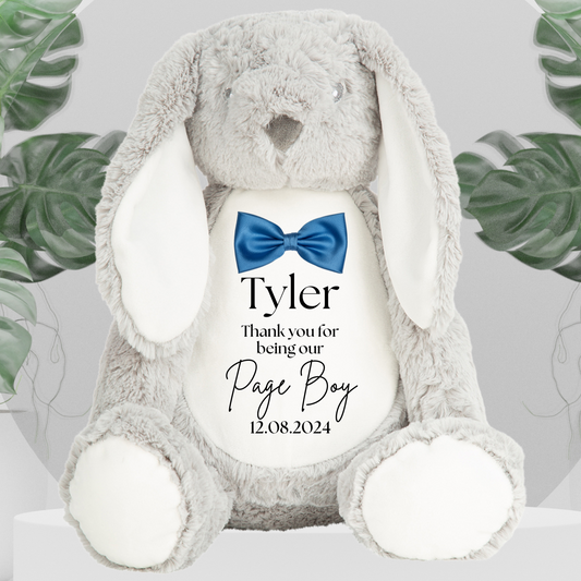 Page Boy Grey Rabbit With Blue Bow Tie