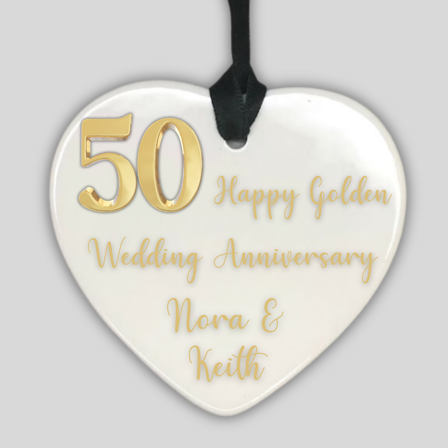 Golden Wedding Anniversary Hanging Heart