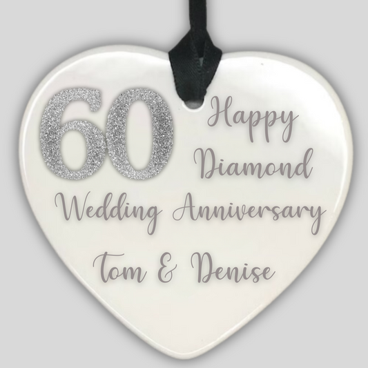 Diamond Wedding Anniversary Hanging Heart