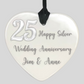 Silver Wedding Anniversary Hanging Heart