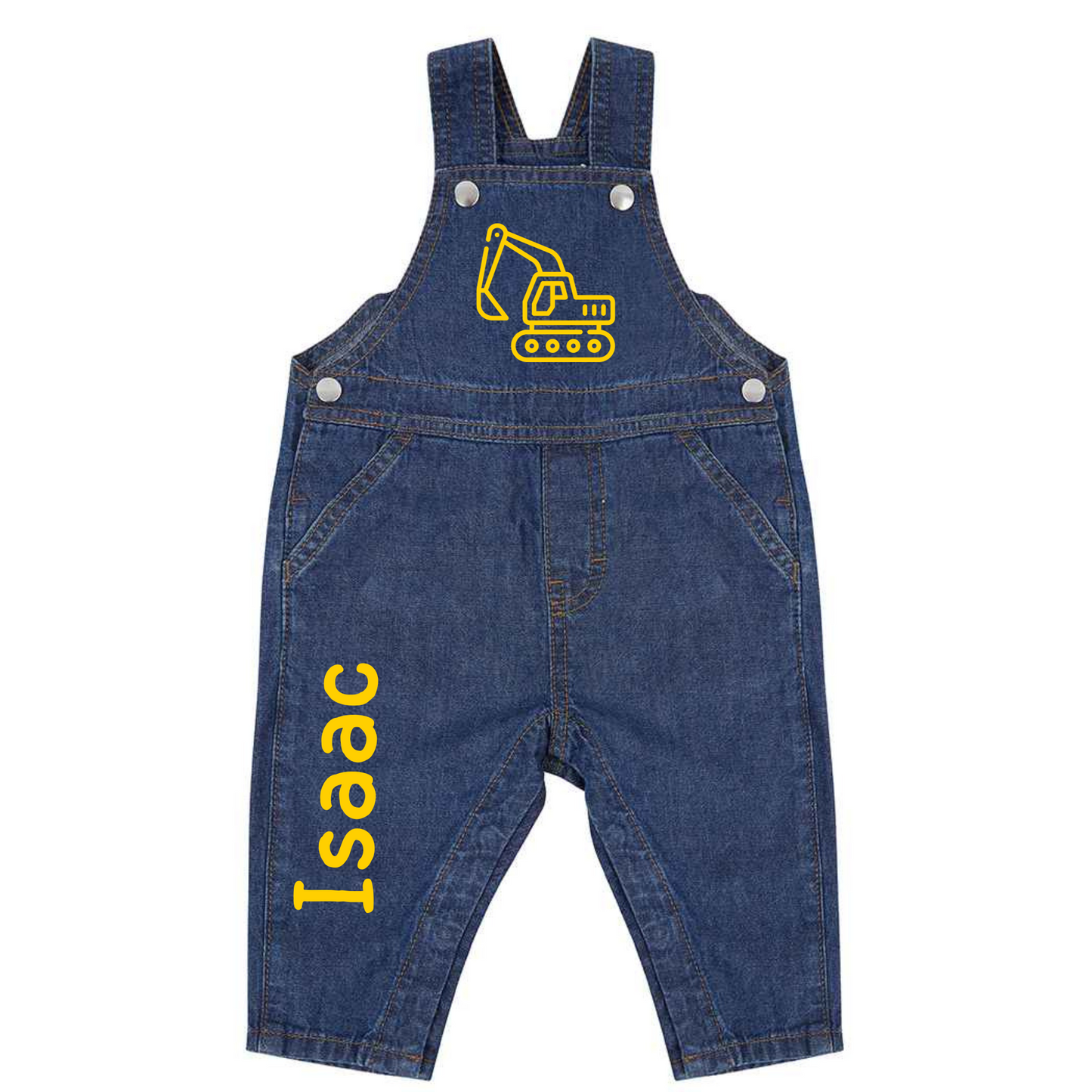 Kids denim dungarees with a digger