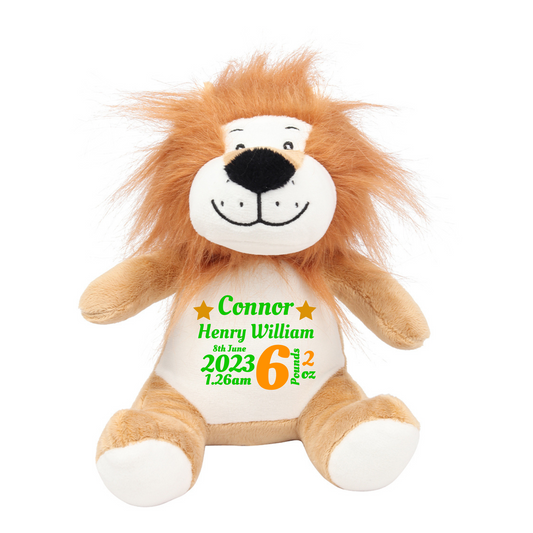 Birth Stats Keepsake Lion