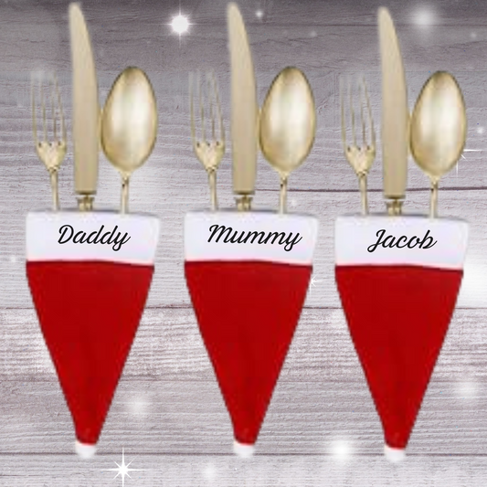 Personalised Christmas cutlery holders