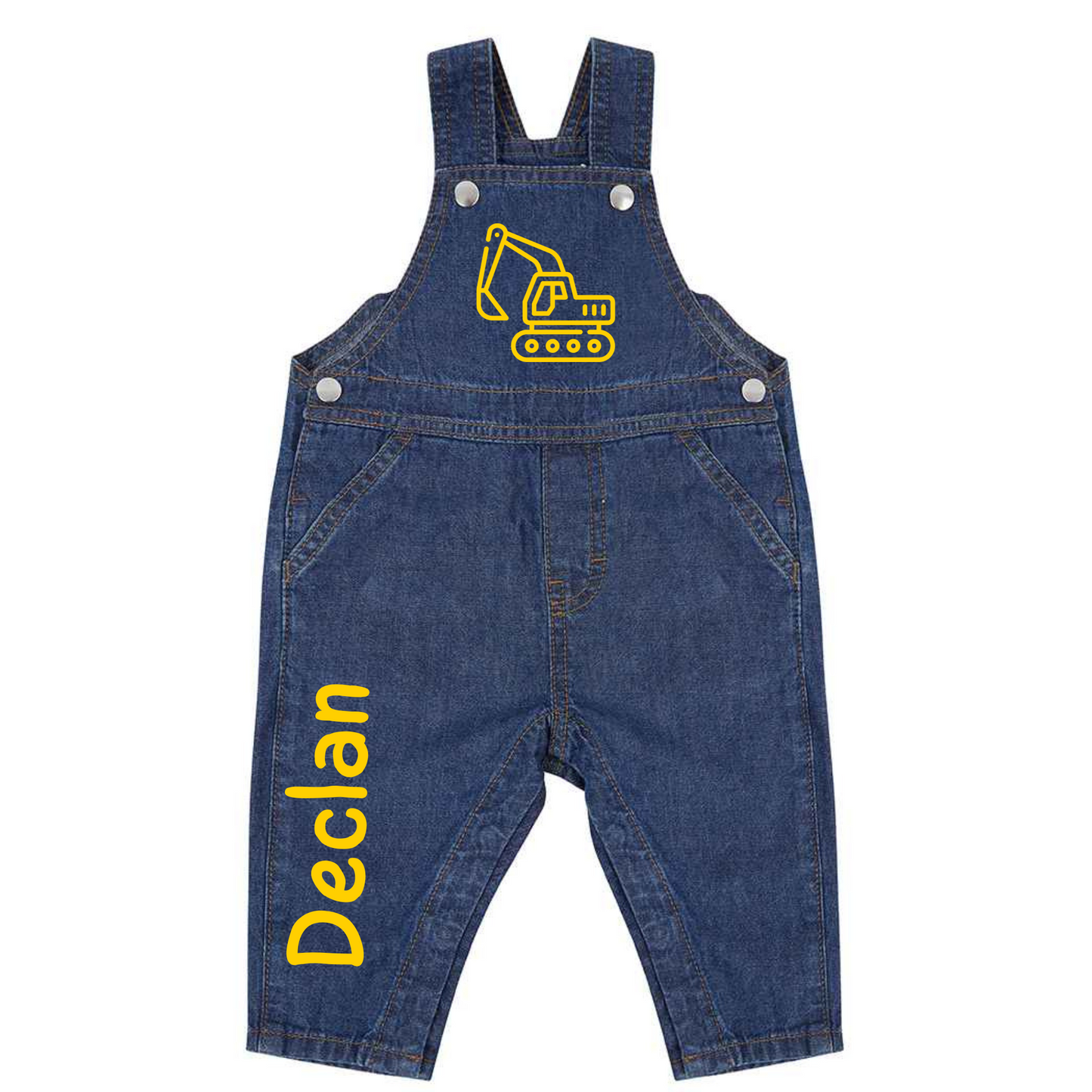 Kids denim dungarees with a digger