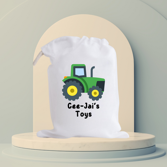 Cotton Drawstring Tractor Toy Bag