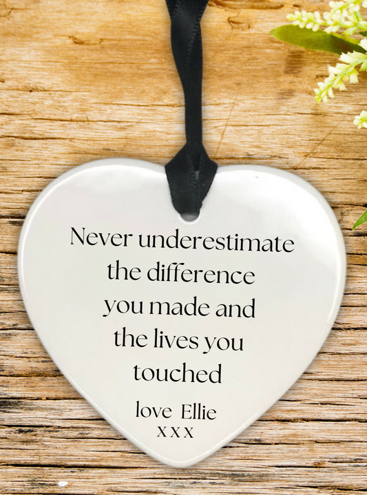 Personalised Teacher Hanging Heart Ornament