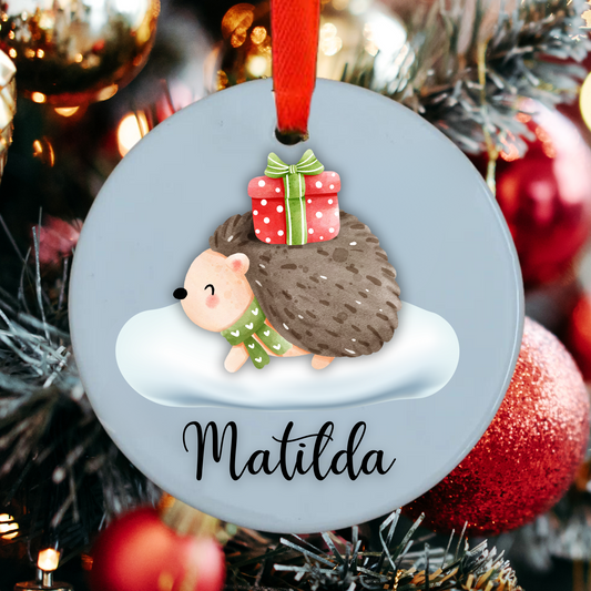 Hedgehog Hanging Christmas Ornament