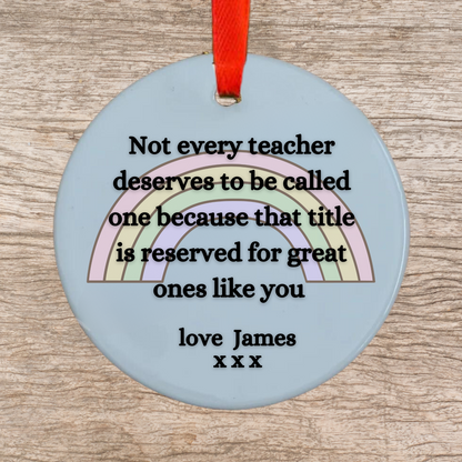 Personalised Teacher Rainbow Ornament