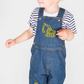 Kids denim dungarees with a digger