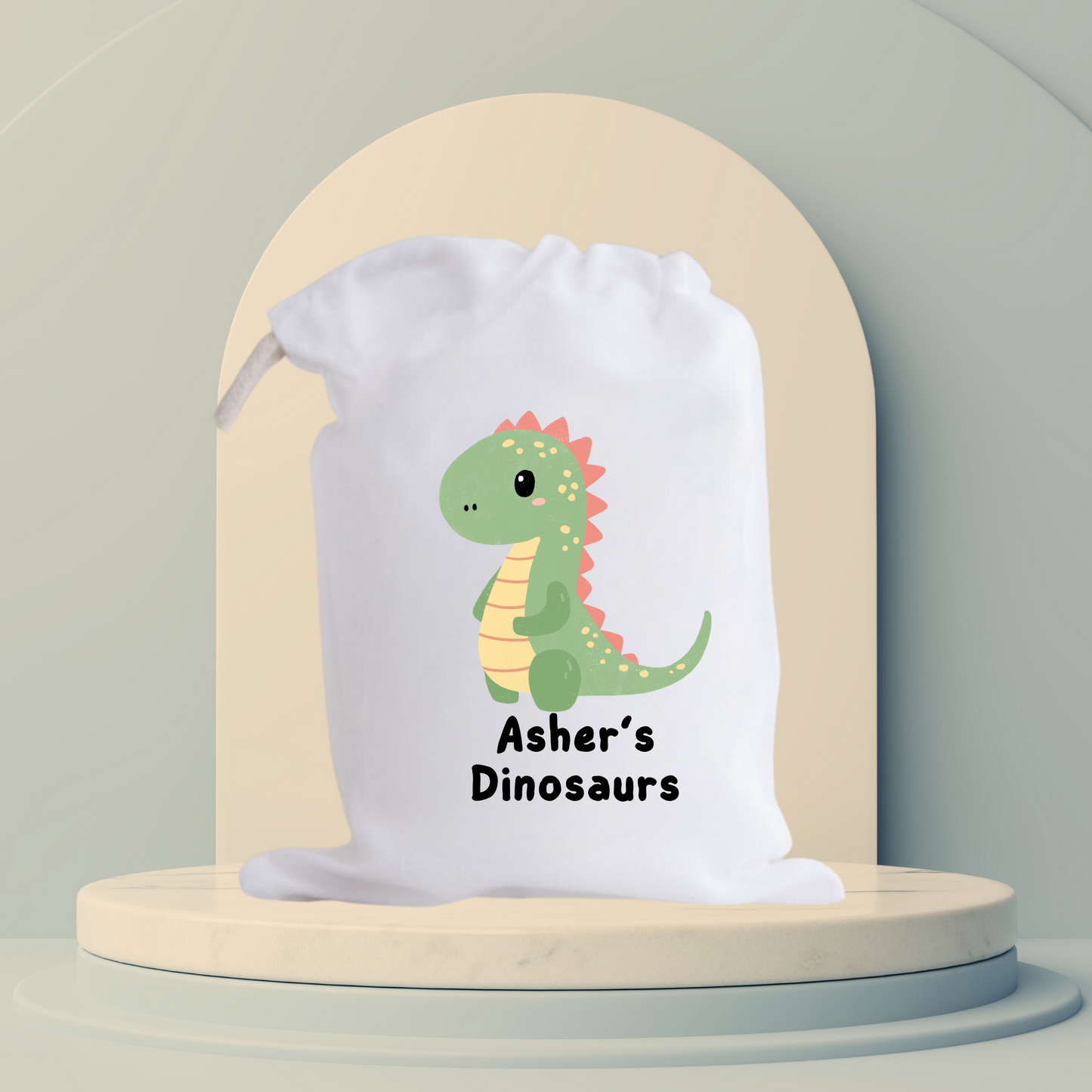 Cotton Drawstring Toy Dinosaur Bag