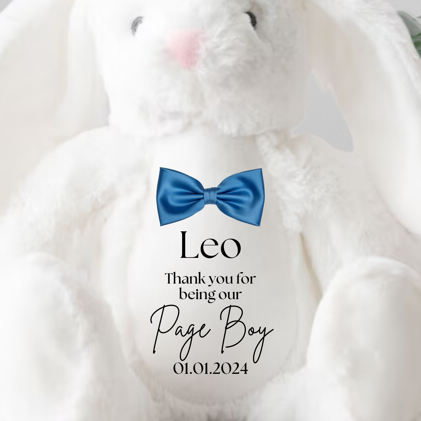 Page Boy White Rabbit With Blue Bow Tie