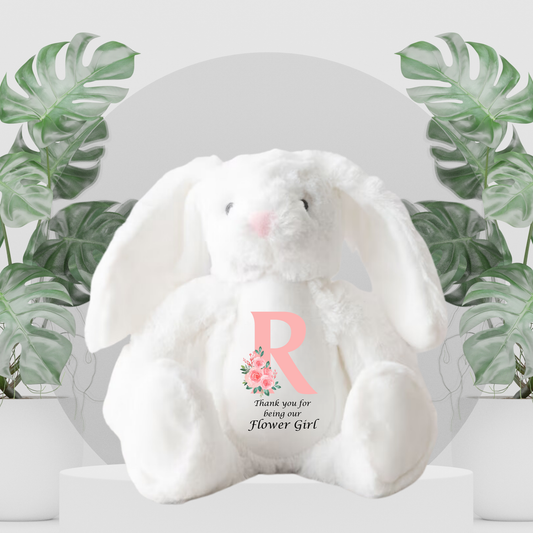 Flower Girl White Rabbit With Initial