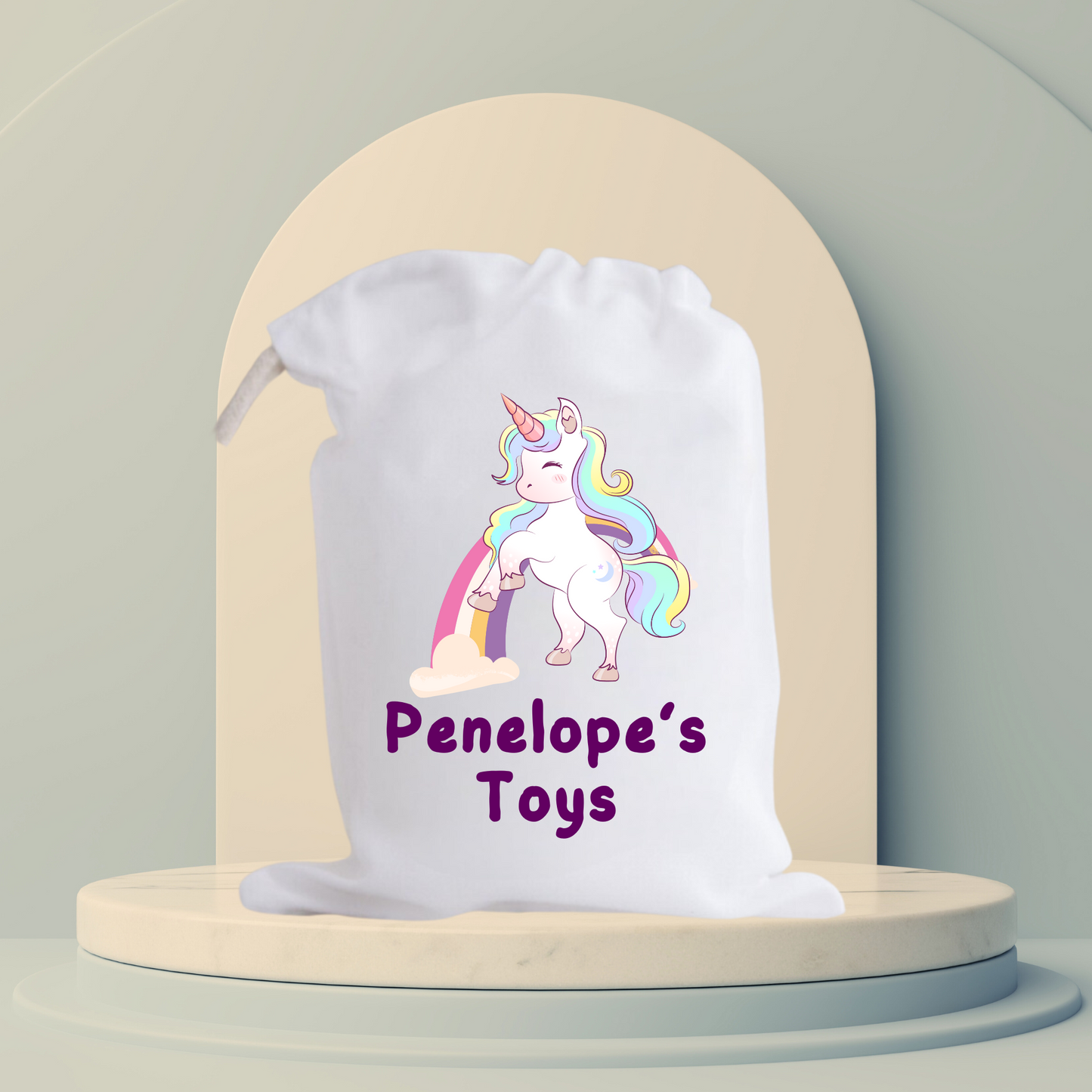 Cotton Drawstring Unicorn Toy Bag