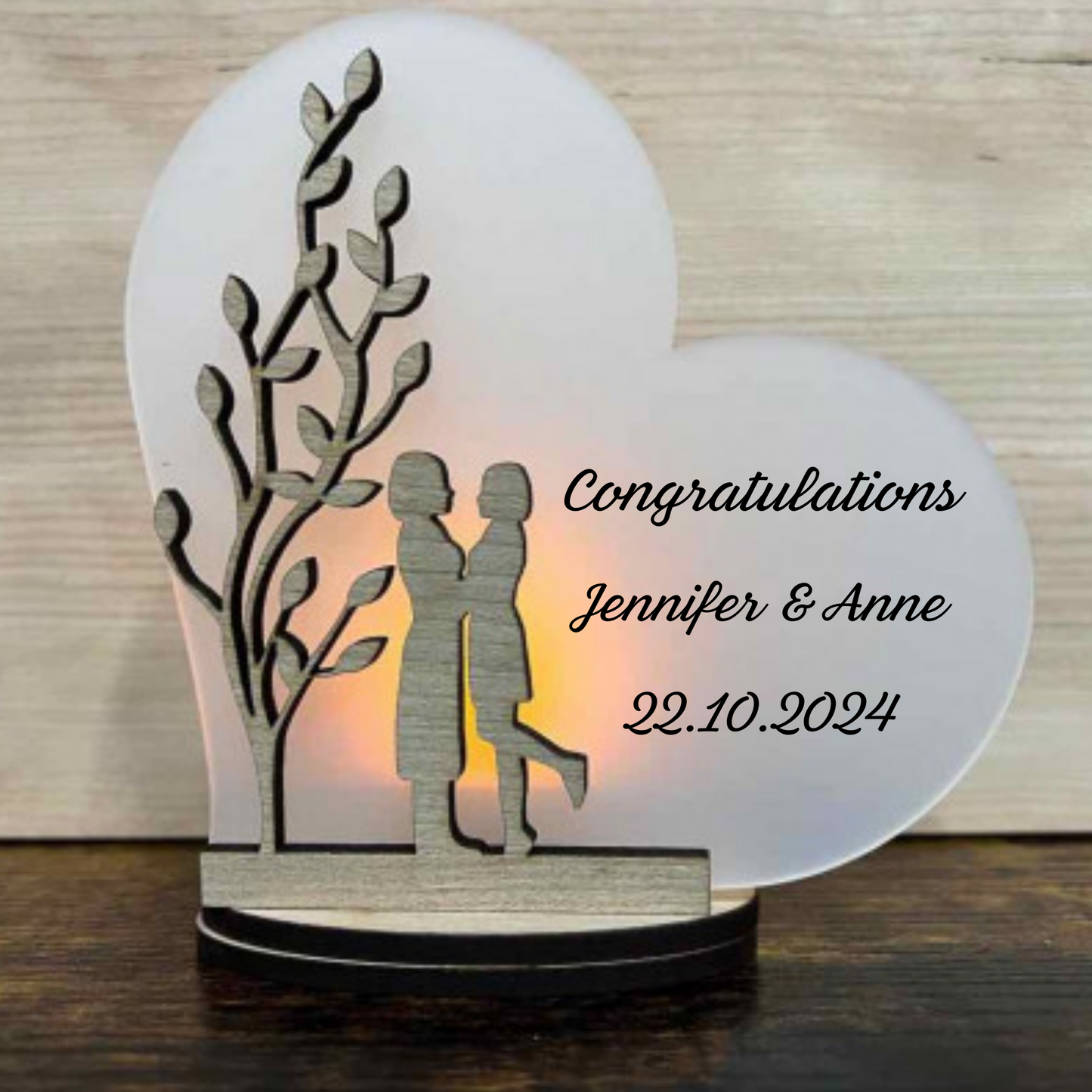 Two Females Couples Battery Tealight Plaque