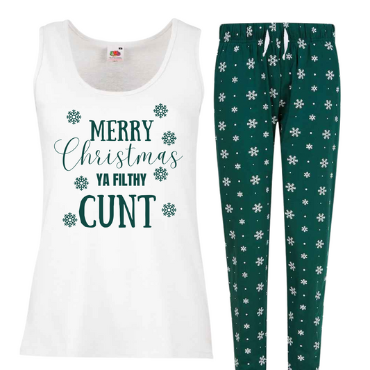 Ladies Sweary Christmas Pyjamas (C word)