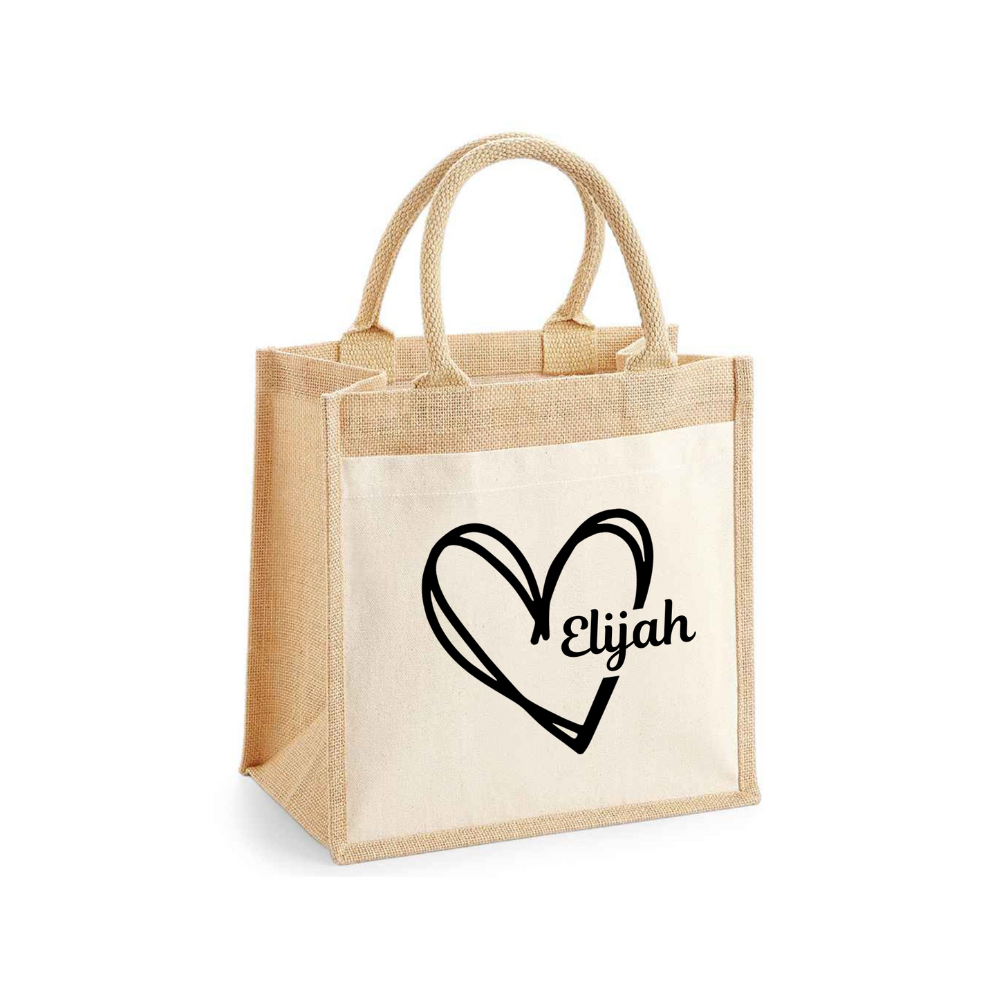 Family names heart pocket tote