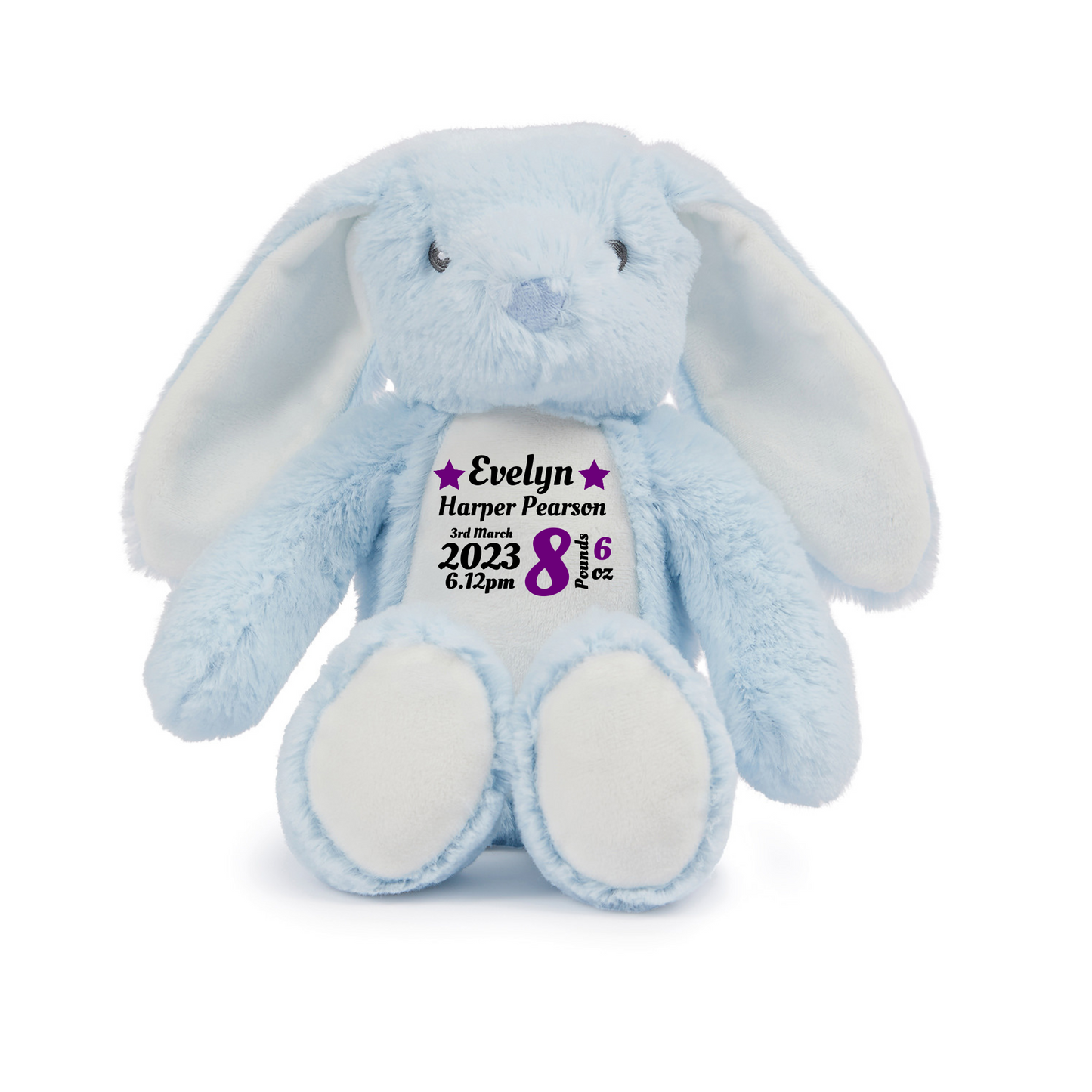 Birth Stats Keepsake Blue Rabbit