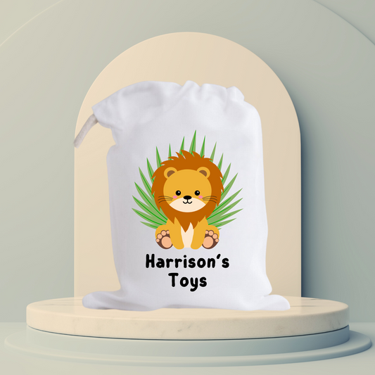 Cotton Drawstring Toy Lion Bag