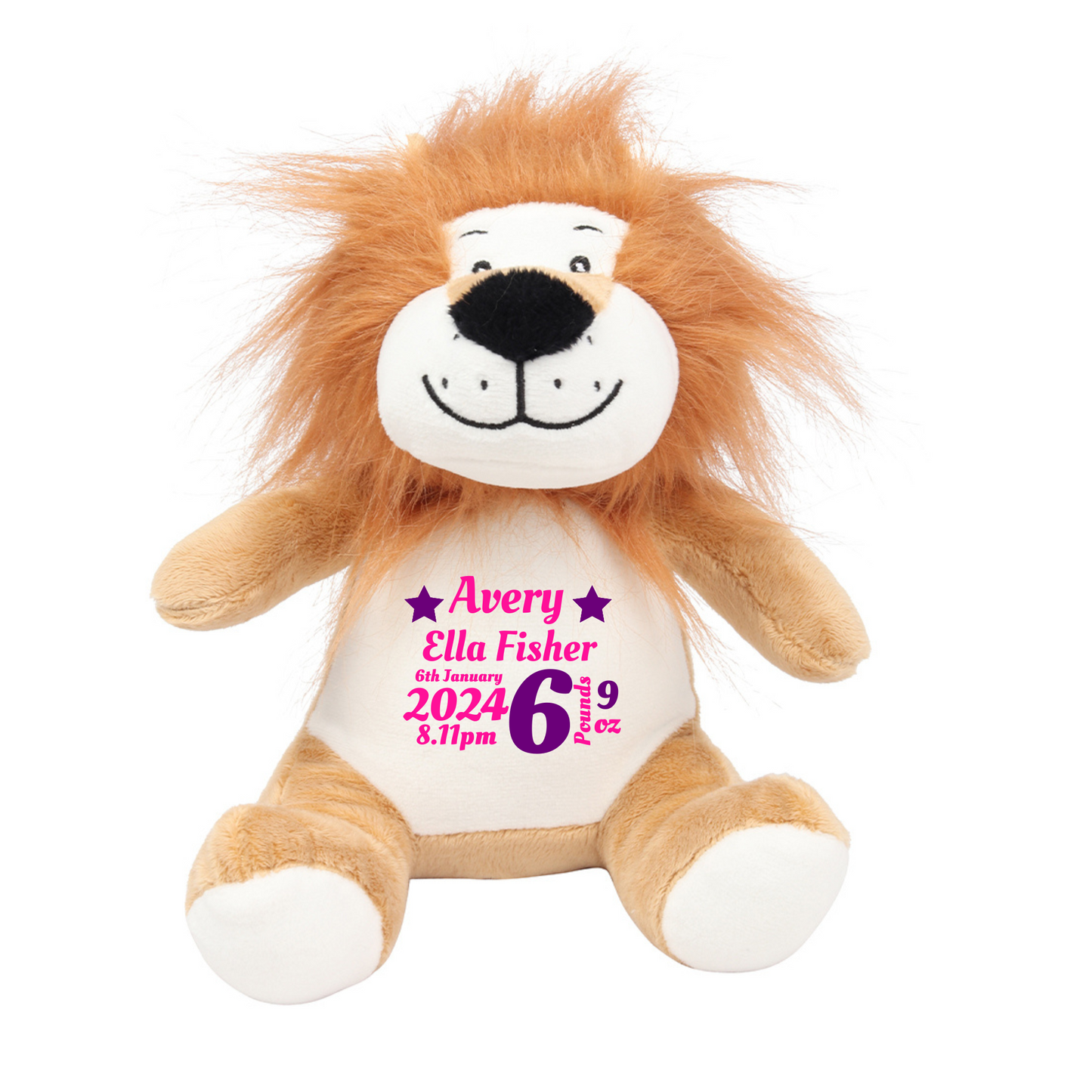 Birth Stats Keepsake Lion