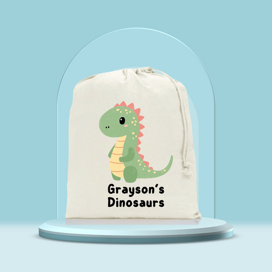 Cotton Drawstring Toy Dinosaur Bag