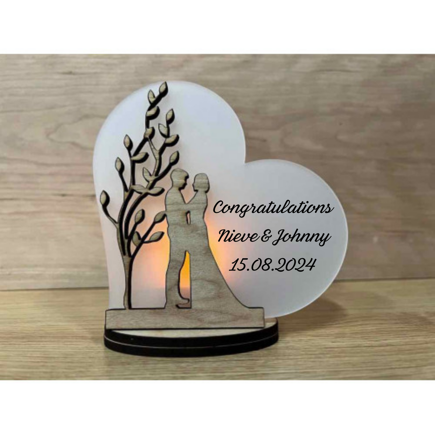 Wedding Couples Battery Tealight Plaque