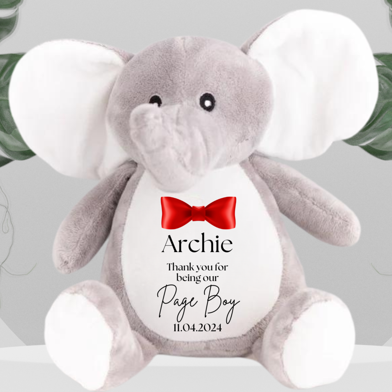 Page Boy Elephant With Red Bow Tie