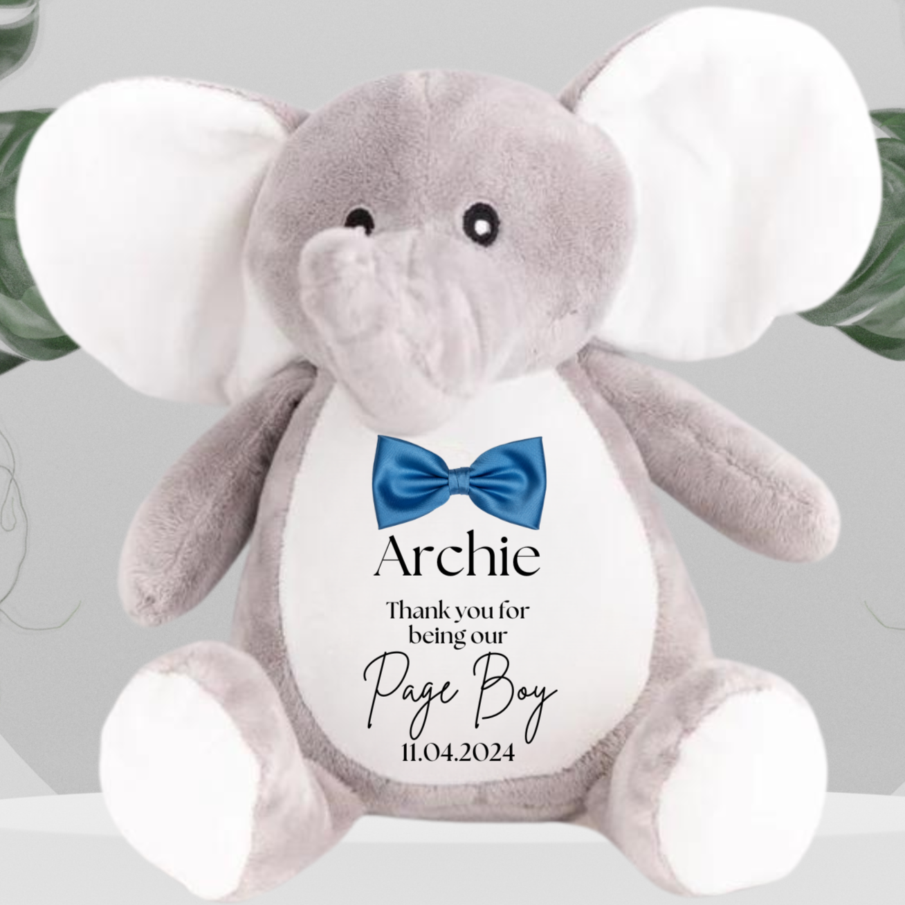 Page Boy Elephant With Blue Bow Tie