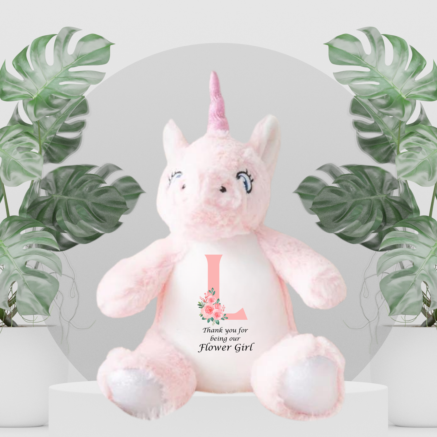 Flower Girl Unicorn With Initial