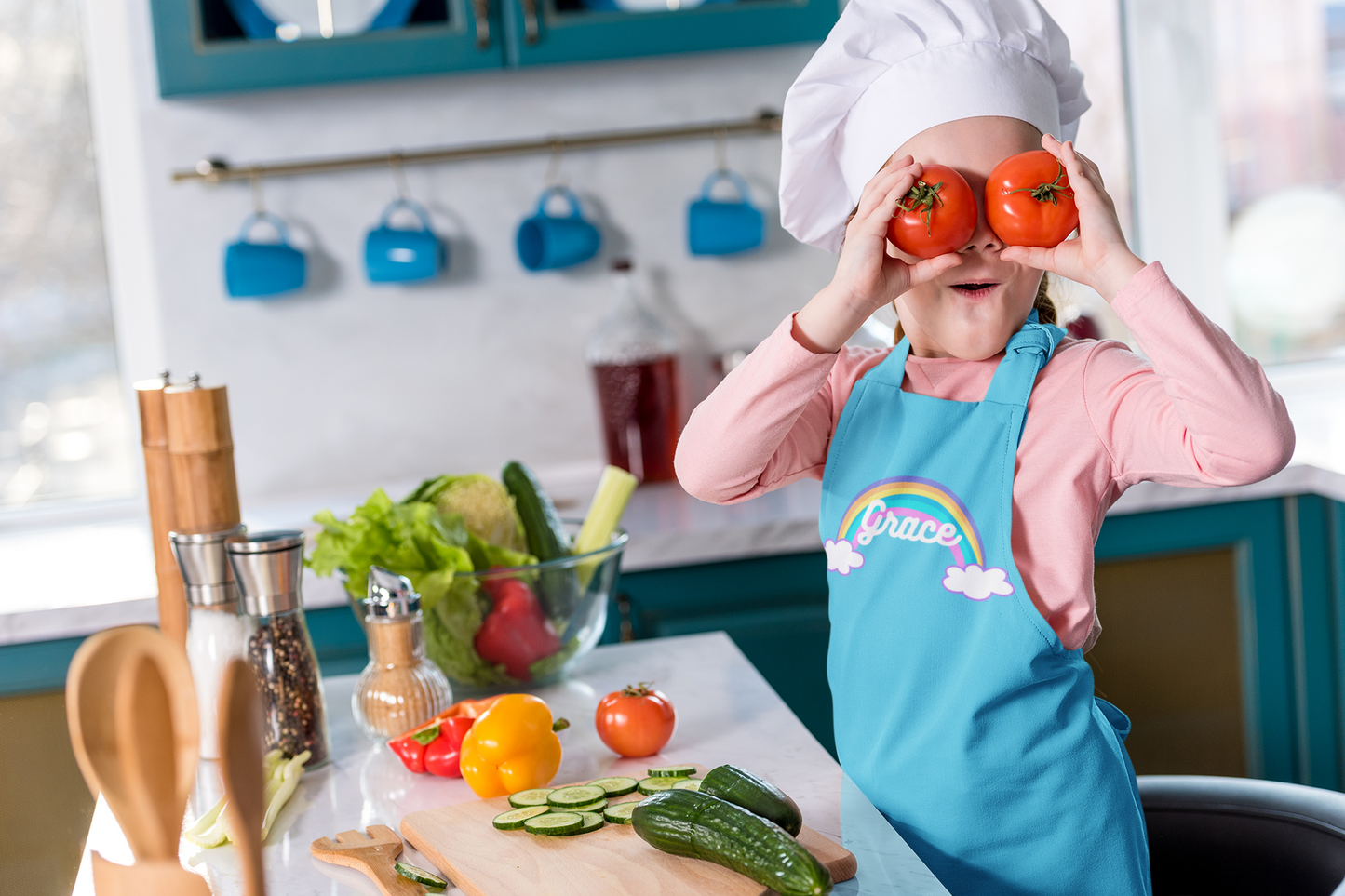 Personalised rainbow apron