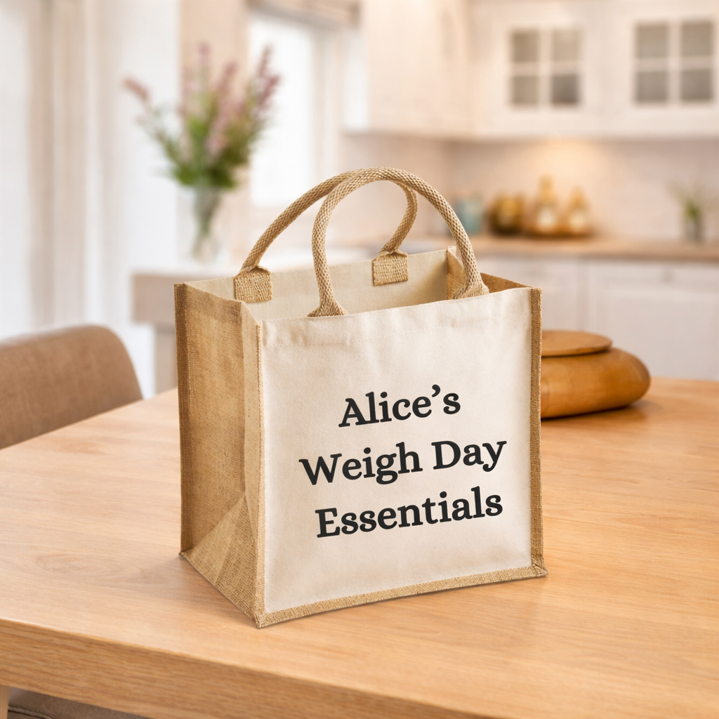Personalised Weigh Day Essentials Bag
