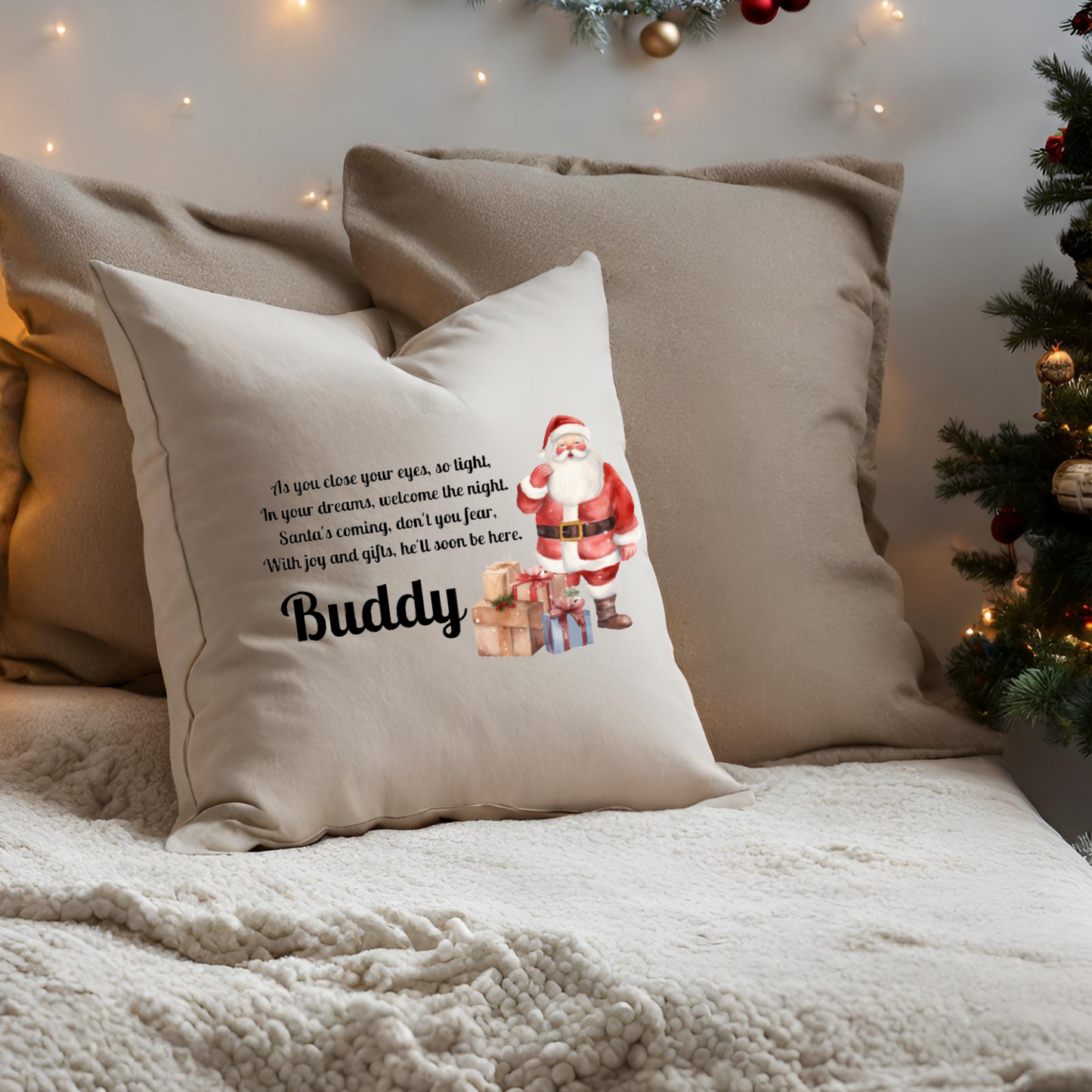 Personalised Christmas eve cushion cover