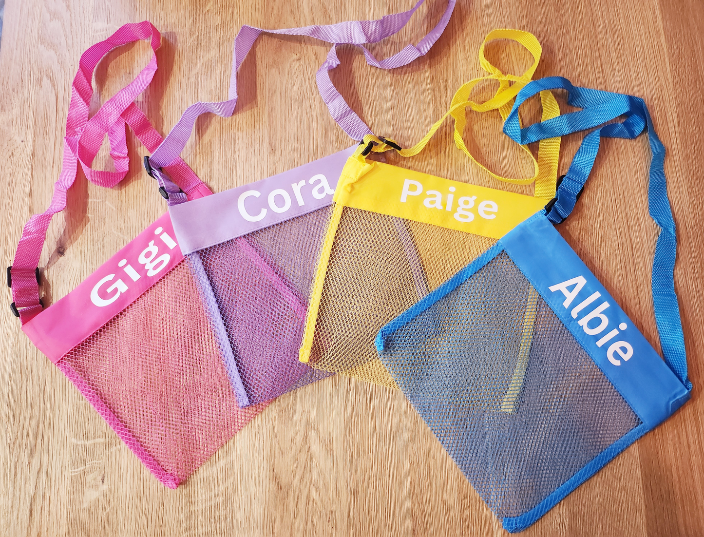 Personalised mesh beach bags