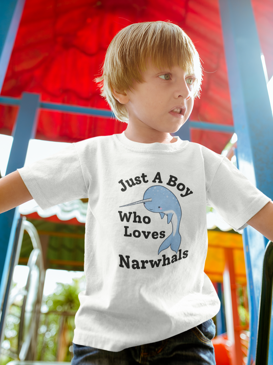 Just A Boy Who Loves Narwhals t-shirt