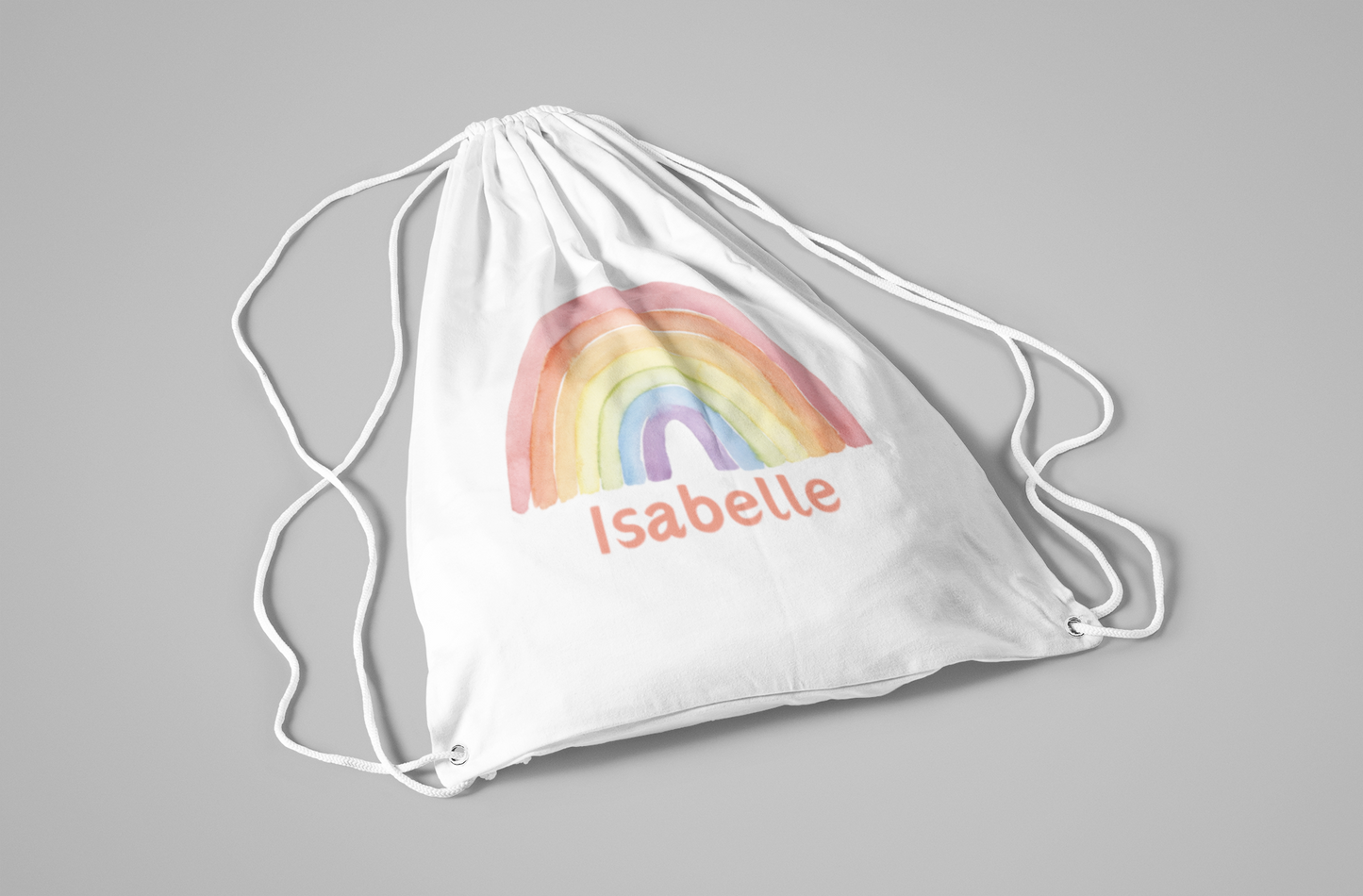 Watercolour rainbow drawstring bag