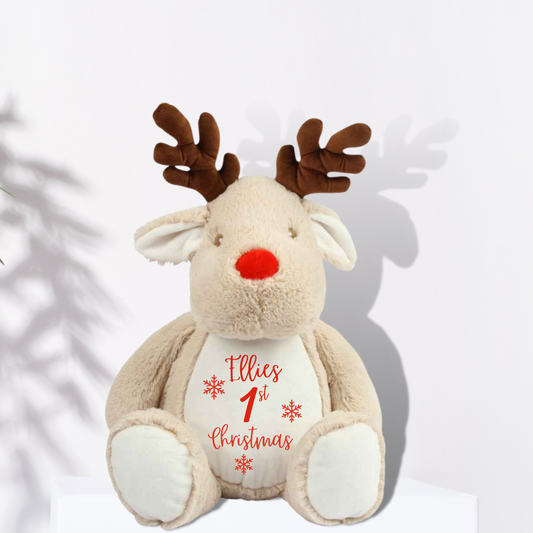 Personalised My First Christmas Reindeer With Snowflakes