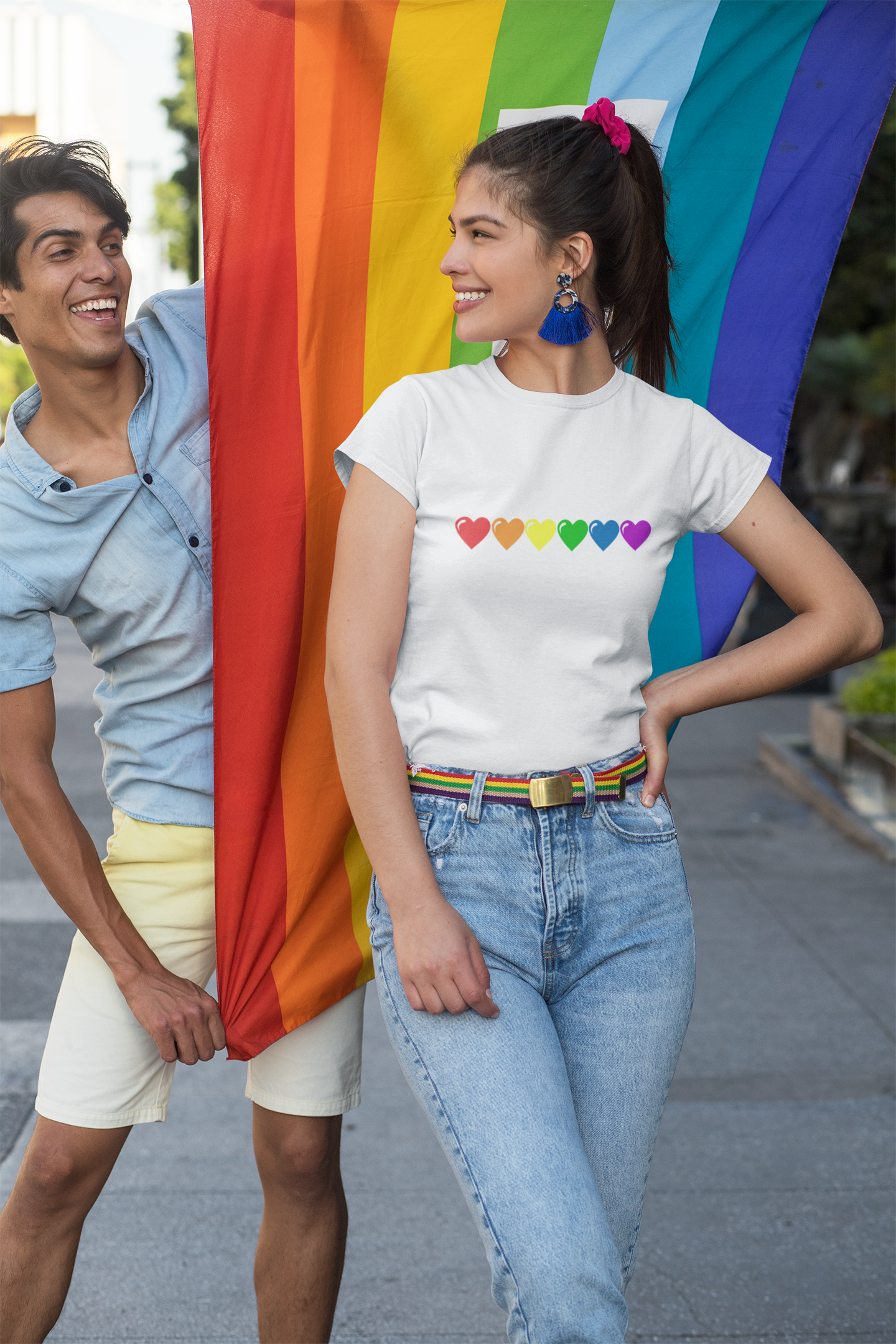 LGBTQ shirt - Rainbow hearts