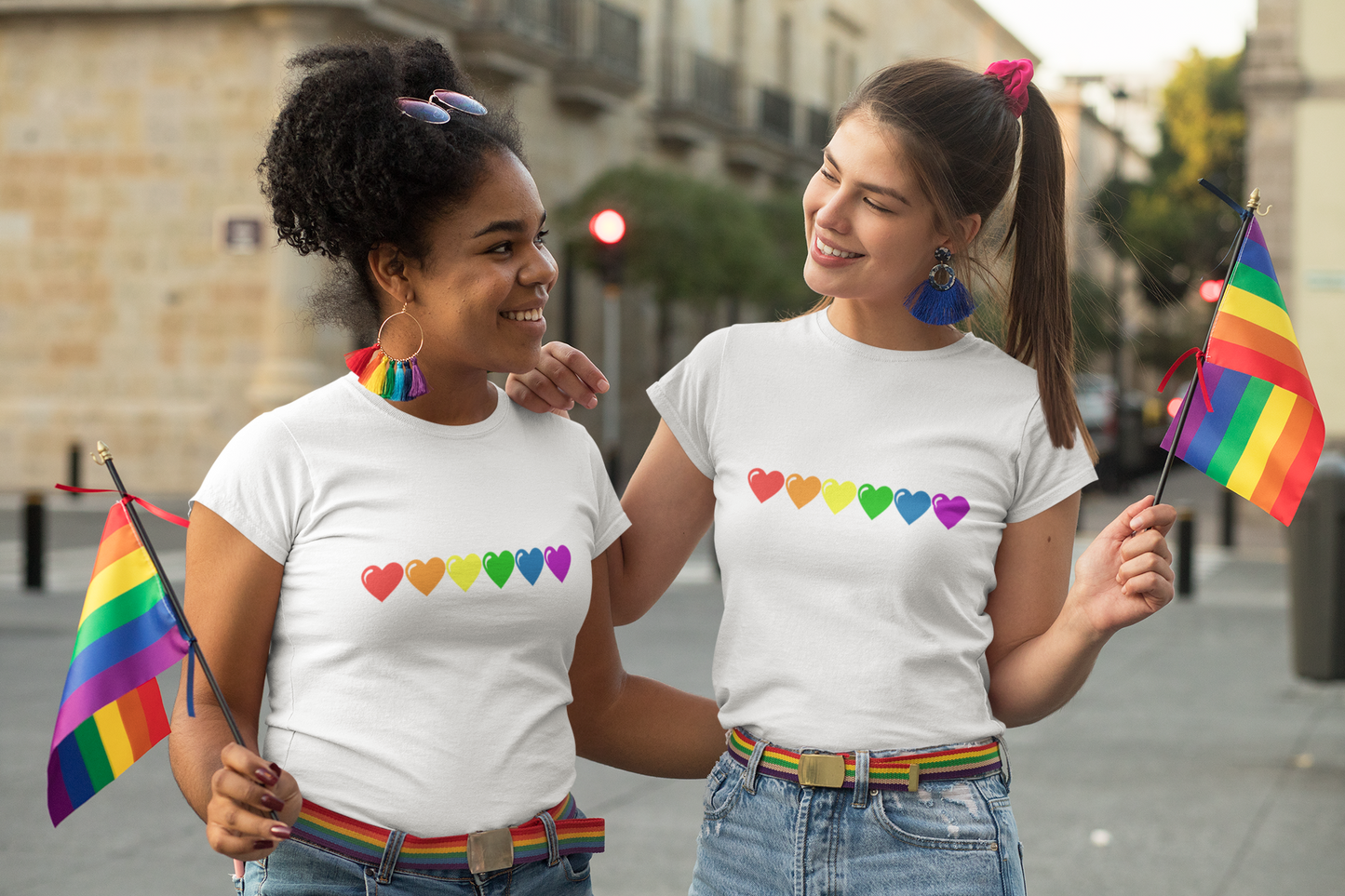 LGBTQ shirt - Rainbow hearts