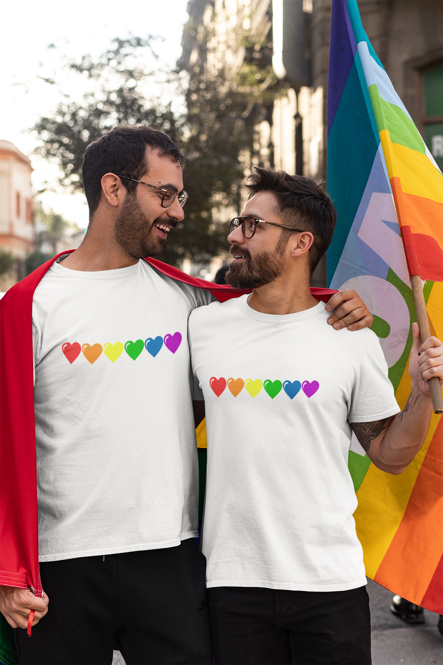 LGBTQ shirt - Rainbow hearts