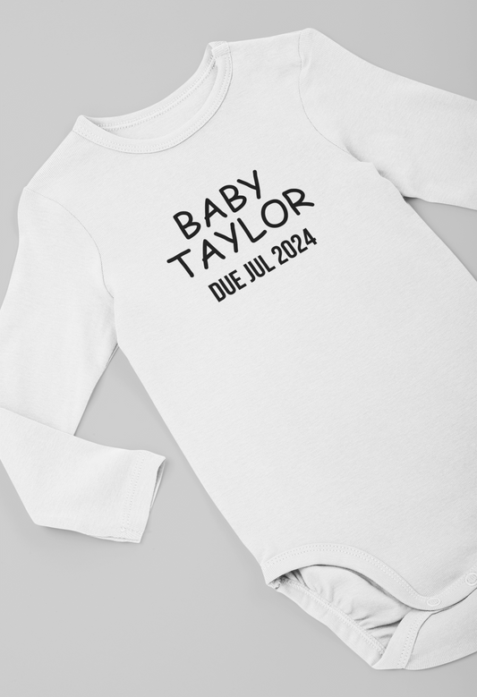 Surname and due date baby vest