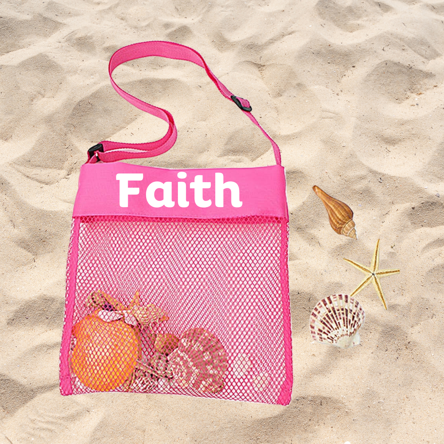 Personalised mesh beach bags