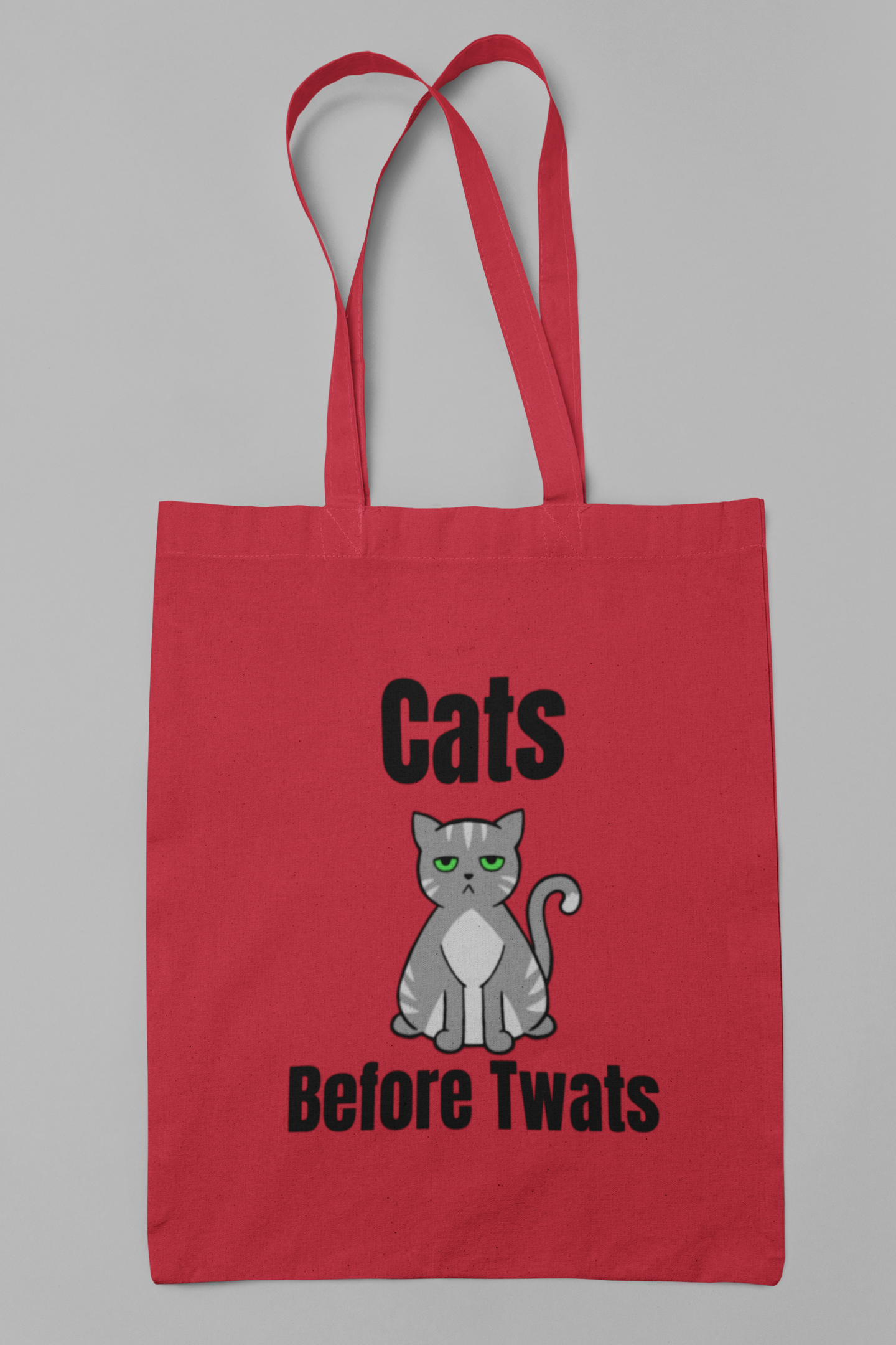 Funny Cat Reusable Tote Bag -Grey Stripe Cat