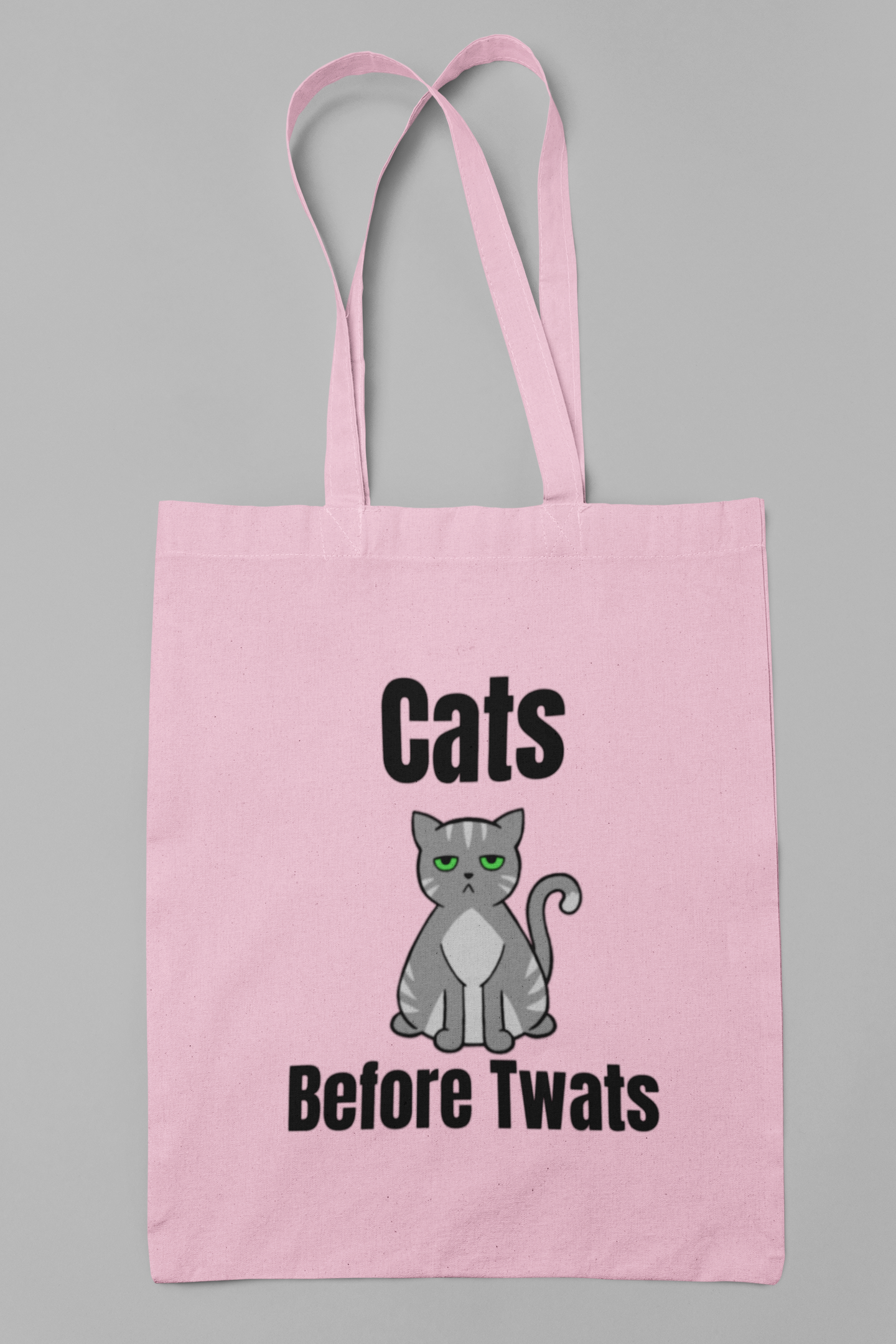 Funny Cat Reusable Tote Bag -Grey Stripe Cat