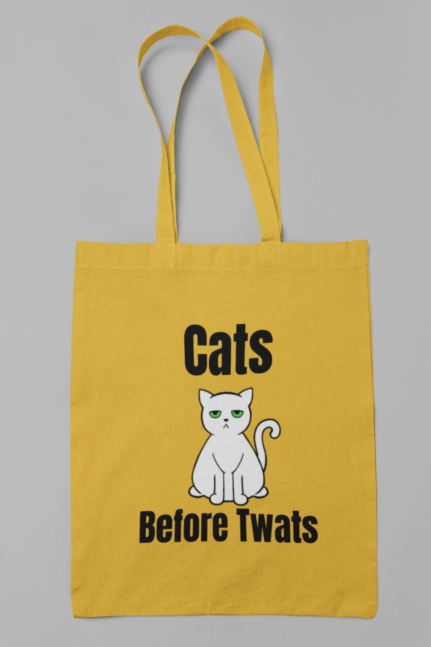 Funny Cat Reusable Tote Bag -White Cat