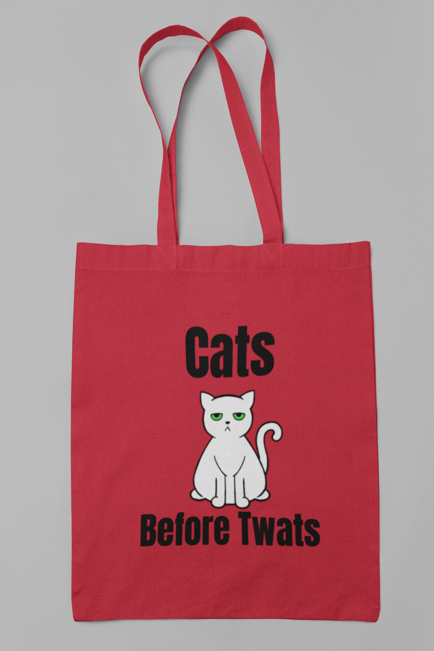 Funny Cat Reusable Tote Bag -White Cat