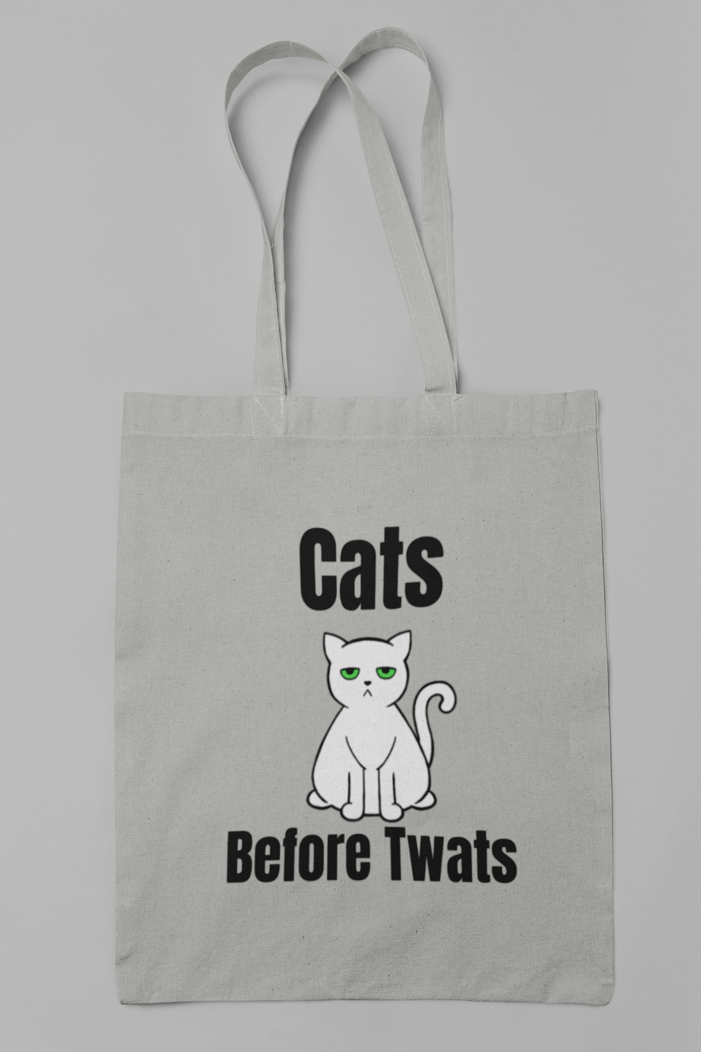 Funny Cat Reusable Tote Bag -White Cat