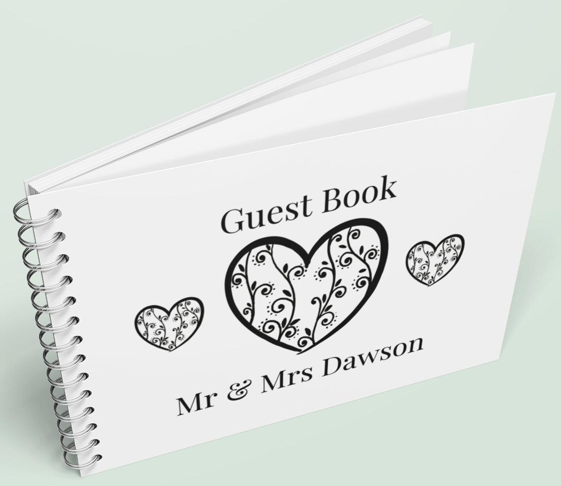 Wedding Guest Book with three hearts