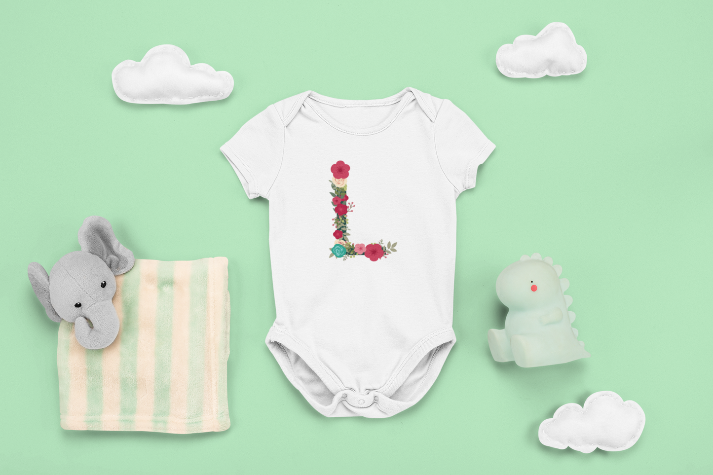 Floral Initial baby vest