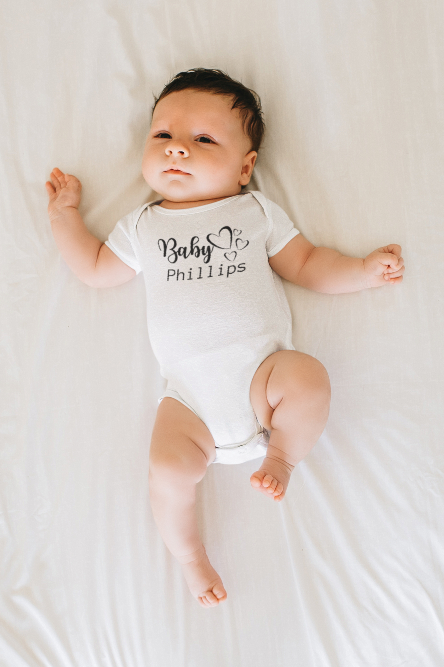 Surname and hearts baby vest